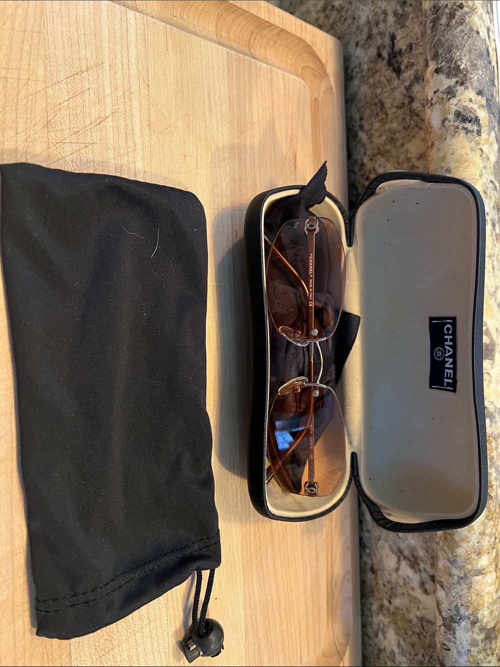 CHANEL Brown Rimless vintage women’s 4002 Sunglasses with Black Case